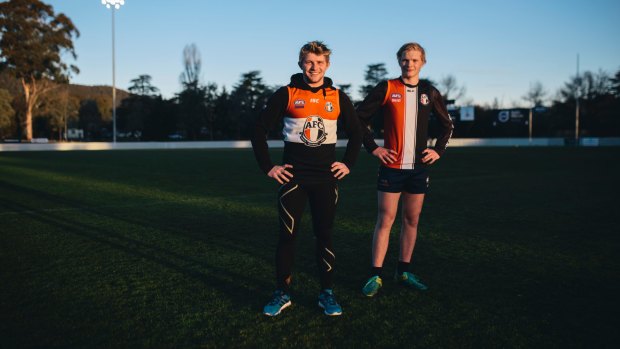 Brothers Tom and Jack Powell, who will play in the grand final together for Ainslie Tricolours this weekend.