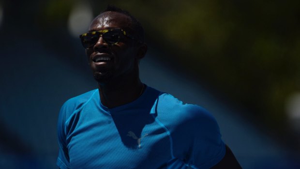 Usain Bolt training at Lakeside Stadium ahead Nitro Athletics. 