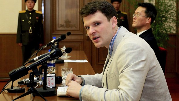 Otto Warmbier speaks at his trial in February 2016.