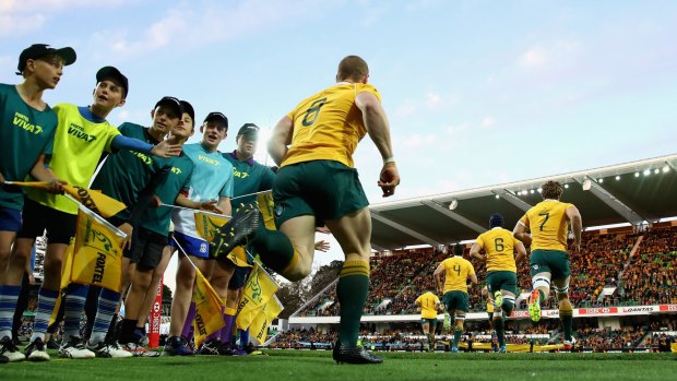 Western frontier: The Wallabies run out onto nib Stadium (Perth Oval) for their clash against Argentina.