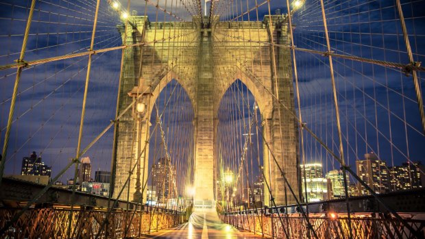 The iconic Brooklyn Bridge.