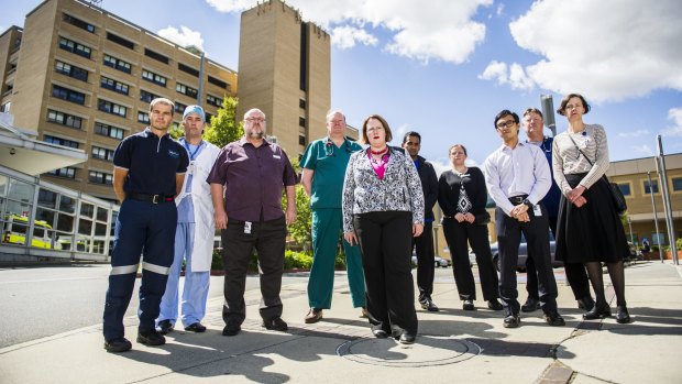 The Canberra Hospital staff who are likely to strike on Monday.