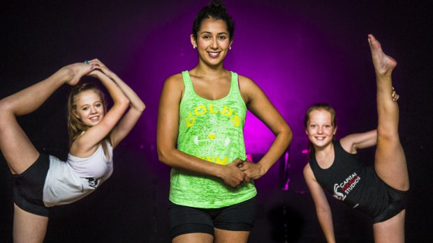 Halimah Kyrgios with dance students Nicole Aspinall, 16, left, and Monika Swiderski, 11.

The Canberra Times
