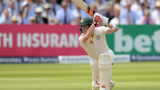 Steve Smith in action at Lord's during the second Test.