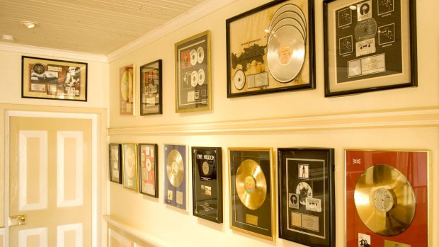 Strawberry Hill's  conference room boasts the island's musical successes.