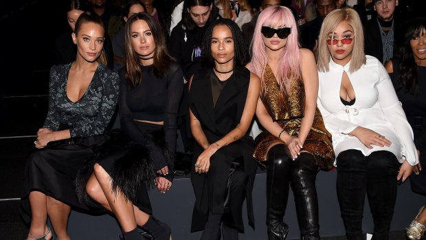 Jesinta Campbell has an excuse for being snubbed by Kylie Jenner at NYFW. From left: Hannah Davis, Campbell, Zoe Kravitz, Jenner and Jordyn Woods.
