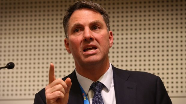 Immigration spokesman Richard Marles addresses an event on refugee policy at the ALP National Conference in Melbourne on Friday.