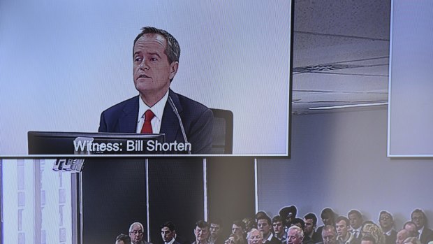 Opposition Leader Bill Shorten gives evidence during the Royal Commission into Trade Union Governance and Corruption in Sydney. 