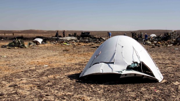 Debris of a Russian plane is scattered a day after the passenger jet bound for Russia crashed in Egypt.