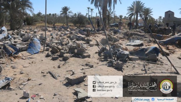The site where US warplanes struck an Islamic State training camp in Sabratha, Libya near the Tunisian border. More than 40 Islamists were killed.