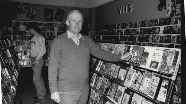 Bob Maidment at his first Videoville store in Dickson in 1984.