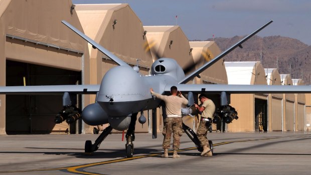The MQ-9 Reaper, by General Atomics Aeronautical Systems, is an an automated drone used by the United States.