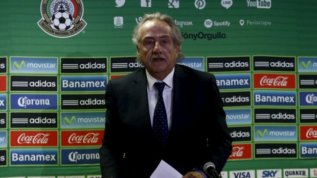 Decio de Maria after announcing the sacking of Miguel Herrera.