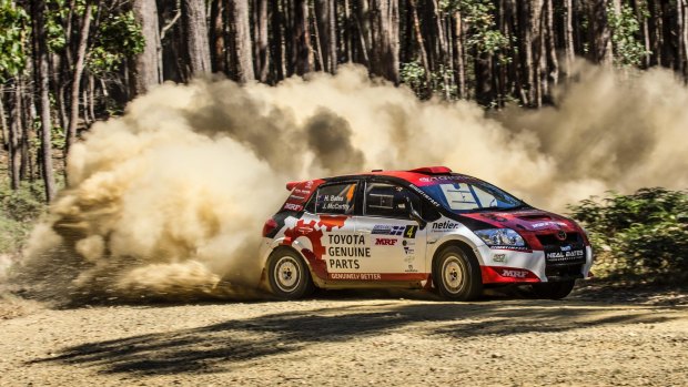 Harry Bates at the Eureka Rally in the Australian Rally Championship on March 19. 