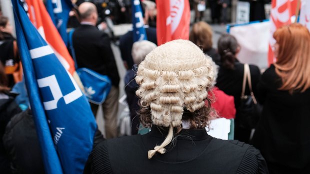 The Legal Aid rally attracted hundreds of people, including barristers and lawyers.