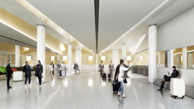 Artist impressions of the international arrivals area at Canberra Airport.
