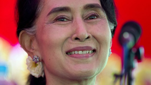 Triumph: National League of Democracy Party leader Aung San Suu Kyi.
