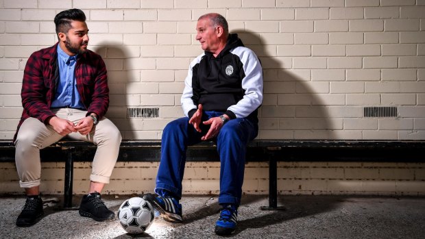 The 'Singing Wolf': Brunswick Juventus legendary 1970s-80s player, Fabio Incantalupo (literally, singing wolf) reunited with his old club through a trophy won by under 17 player Faisal Totakhil, child of Afghani refugee parents.