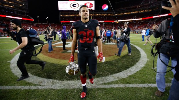 Story time's over: Jarryd Hayne leaves the field after his first NFL game against the Minnesota Vikings. Now the really hard work begins.