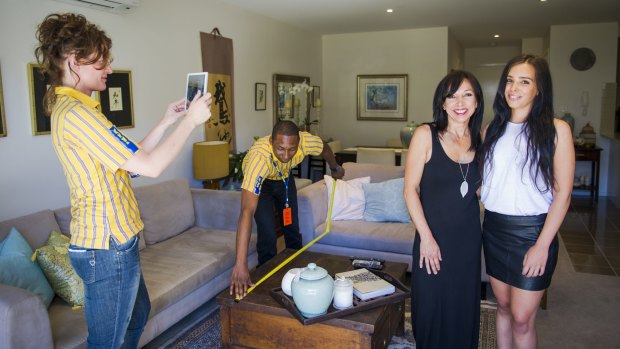 From left, IKEA communication and interior design manager Debbie Bon, interior design worker Sam Udon, and householders Lali Burton and her daughter Tasha.

The Canberra Times

Photo Jamila Toderas