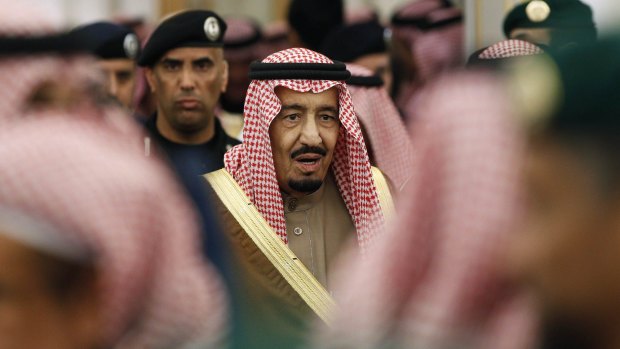 King Salman attends a ceremony with world leaders after the death of his predecessor King Abdullah.