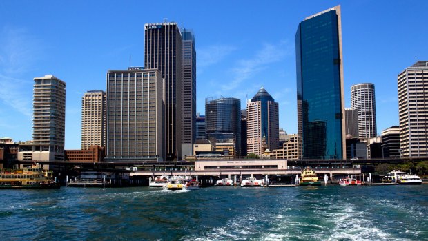 View of Circular Quay with the Cahill Expressway from a Sydney ferry. The office leasing market in the CBD is delivering good results, particularly for landlords.