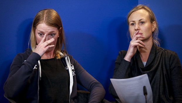 Ms Bailey's distressed daughters Shannon and Belinda.