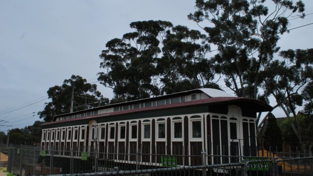 The vintage rail car installed outside Alfred's. 