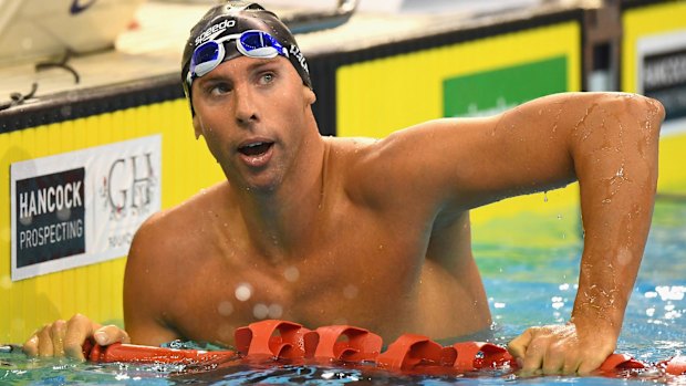 Grant Hackett at the Australian championships, as he missed out on a place on Australia's Olympic team. 