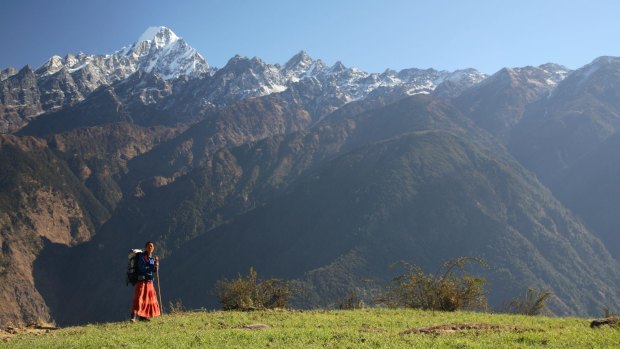 A Trekker on the Tamang Heritage Trail.