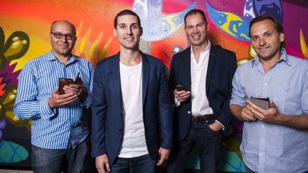 Investors in Unlockd include 
Gabby Leibovich, pictured with chief executive Matt Berriman and investors Andrew Walsh and Hezi Leibovich.