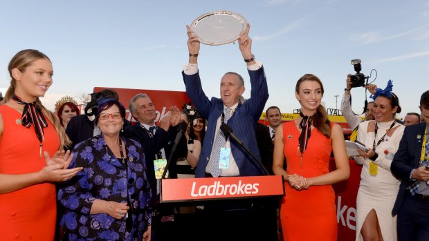 In demand: Owners Debbie Kepitis and Peter Tighe have plenty of offers to consider after Winx won her third Cox Plate.