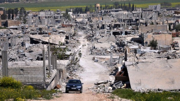 War-torn Kobane, a Syrian town near the Turkish border, photographed in April. 