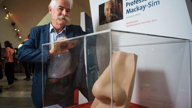 Queensland's Australian of the Year Professor Alan Mackay-Sim, with his giant nose reflecting his nasal stem cell researches.