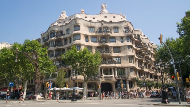 Antoni Gaudi's Casa Mila better known as La Pedrera, built with a limestone facade.
