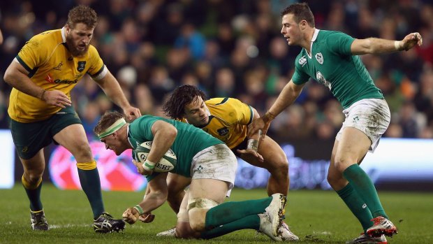 Motivated: Matt Toomua was strong in defence for the Wallabies in the Ireland Test.