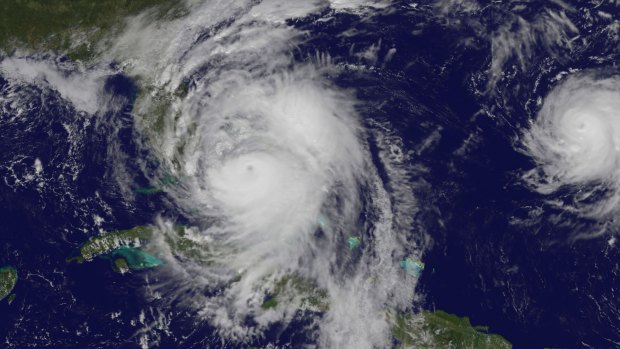 Satellite imagery showed Hurricane Matthew's clouds already streaming over Florida on October 6 as it regained Category 4 status. 