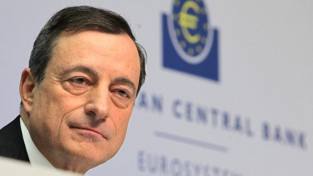 Sunny forecast: ECB President Mario Draghi appeared to give a pep talk to encourage investment and spending.