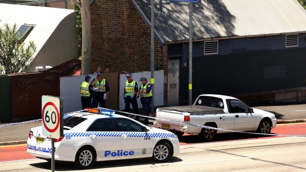 Police at the scene of the fatal incident in Rozelle in December. 