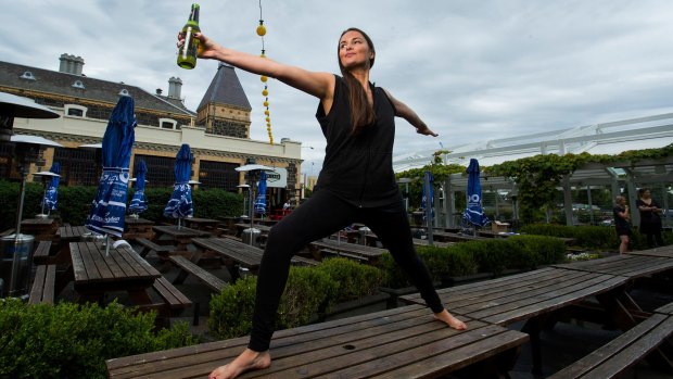 Emily Casey will be holding beer yoga classes at The Village on St Kilda Road.