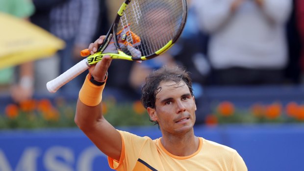 Rafael Nadal celebrates his victory over Philipp Kohlschreiber.