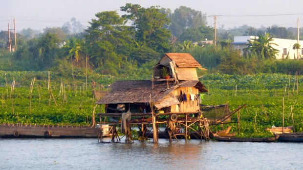 Stilt home on the Mekong.