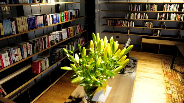 The lower level at Muse is a bookshop.