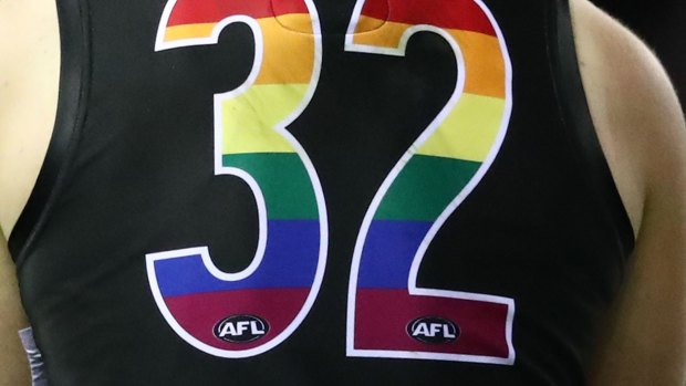 The Pride jumper worn by Paddy McCartin of the Saints at the Pride match.