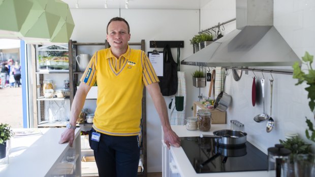 IKEA Canberra store manager Mark Mitchinson inside the IKEA display kitchen at Floriade.