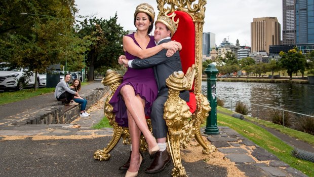 This year's Moomba Monarchs Michelle and Stevie Payne are crowned in Alexandra Gardens.