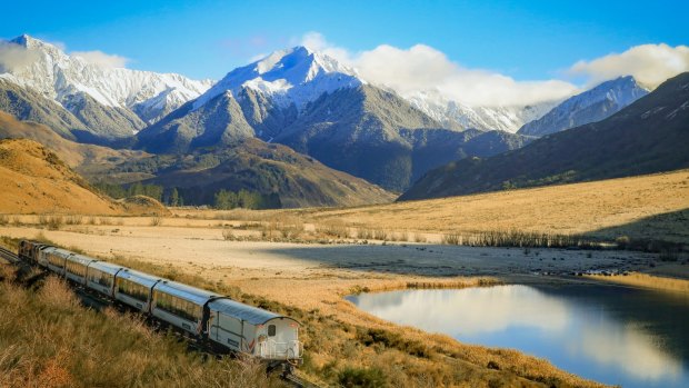 The TranzAlpine passes Lake Sarah on New Zealand's South Island.