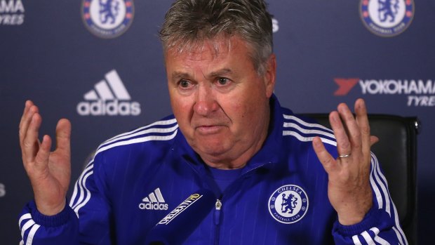 Knocked over: Guus Hiddink, the interim Chelsea manager.