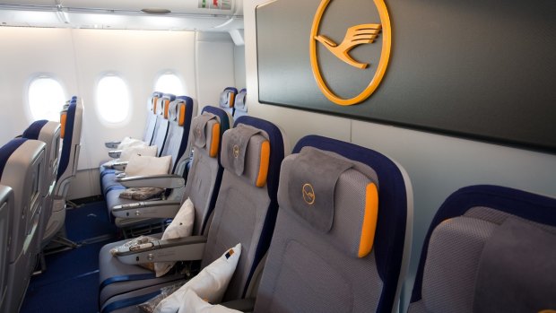 Lufthansa economy cabin on an A380-800.