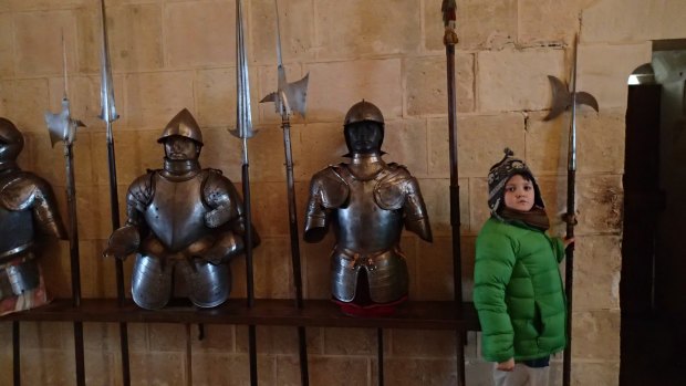 One of author Sally Webb's sons at Alcazar castle.